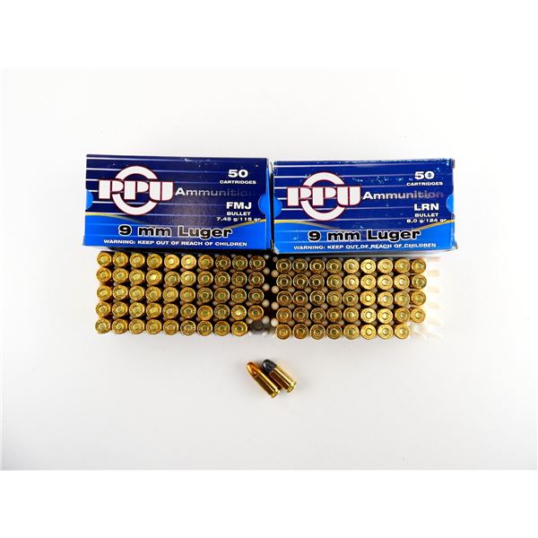 ASSORTED PPU 9MM LUGER AMMO LOT