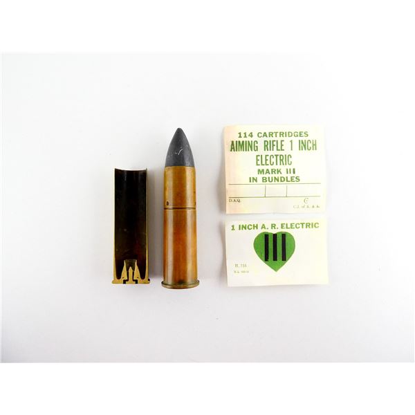 CANADIAN MILITARY 1" AIMING RIFLE RND AND CUT AWAY BRASS CASE LOT