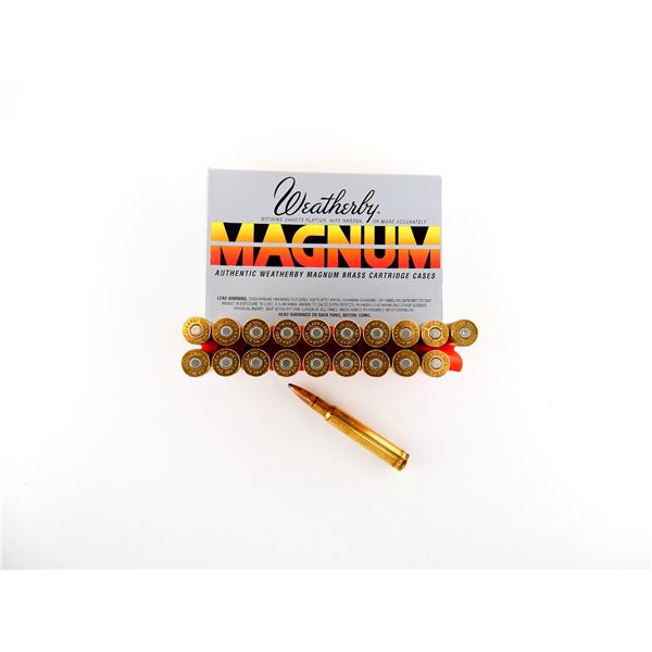 WEATHERBY .340 WEATHERBY MAGNUM AMMO AND NON-PRIMED BRASS CASE LOT
