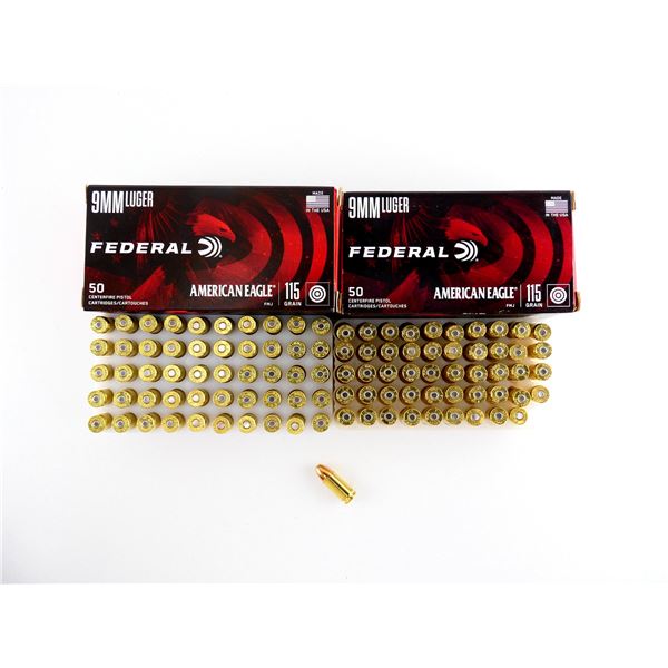 FEDERAL AMERICAN EAGLE 9MM LUGER AMMO LOT