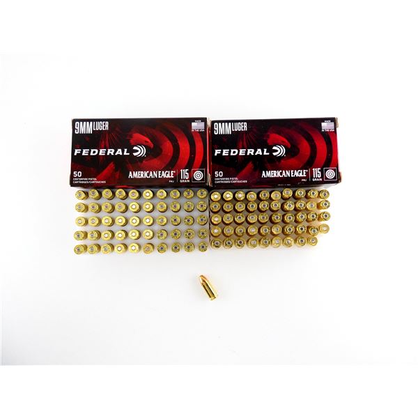 FEDERAL AMERICAN EAGLE 9MM LUGER AMMO LOT