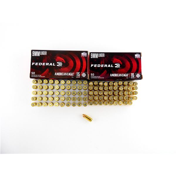 FEDERAL AMERICAN EAGLE 9MM LUGER AMMO LOT