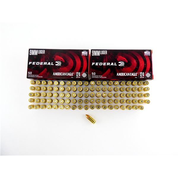 FEDERAL AMERICAN EAGLE 9MM LUGER AMMO LOT