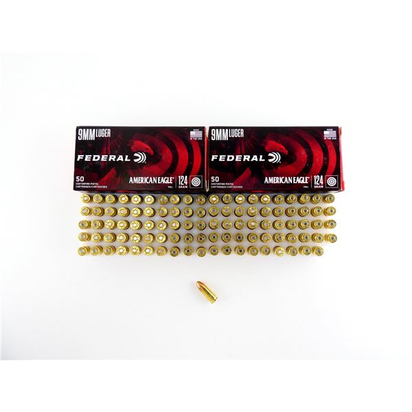FEDERAL AMERICAN EAGLE 9MM LUGER AMMO LOT