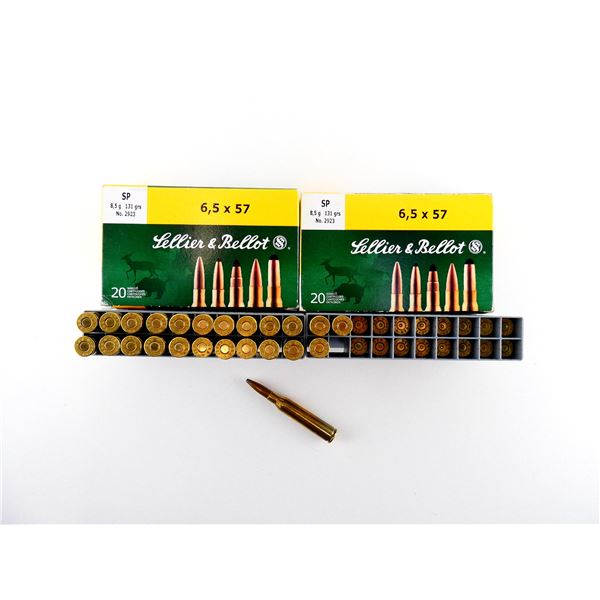 SELLIER & BELLOT 6.5X57MM AMMO AND NON-PRIMED BRASS CASES LOT