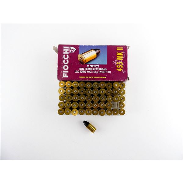 FIOCCHI .455 MK II (WEBLEY-TFL) AMMO AND NON-PRIMED BRASS CASES LOT