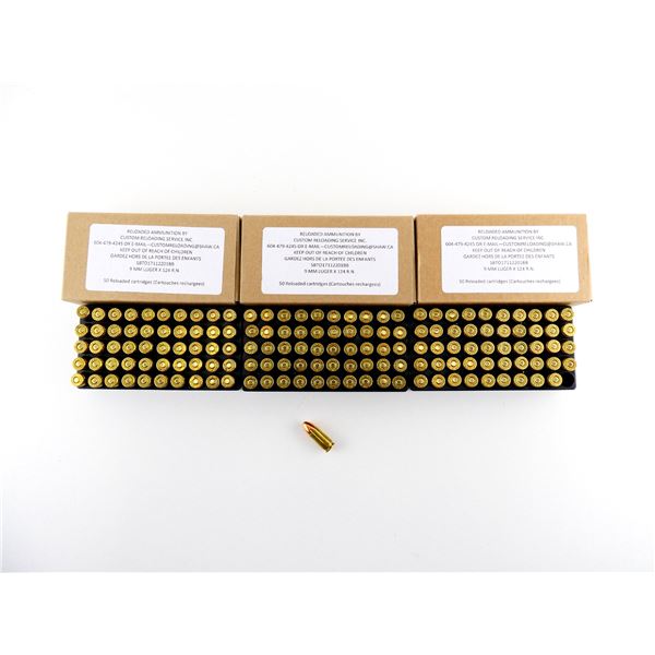 CUSTOM RELOADING 9MM LUGER AMMO LOT