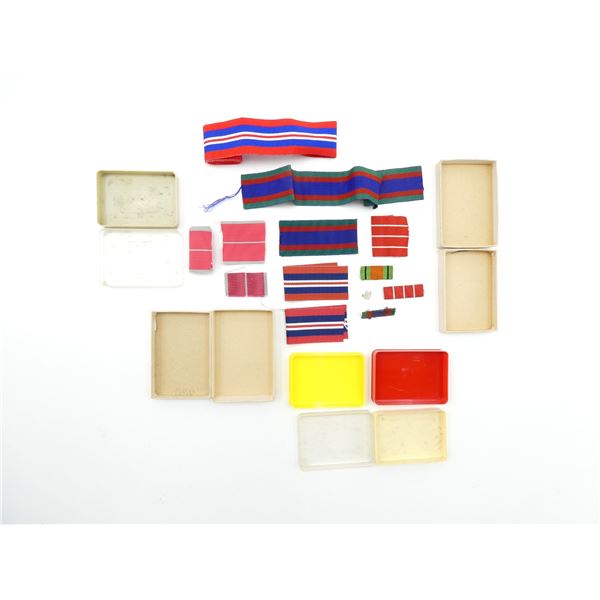 ASSORTED WWII CANADIAN / BRITISH MILITARY MEDAL RIBBONS, ETC. LOT