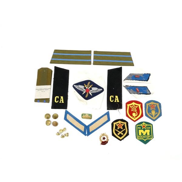 ASSORTED RUSSIAN MILITARY BADGES, BUTTONS, ETC. LOT
