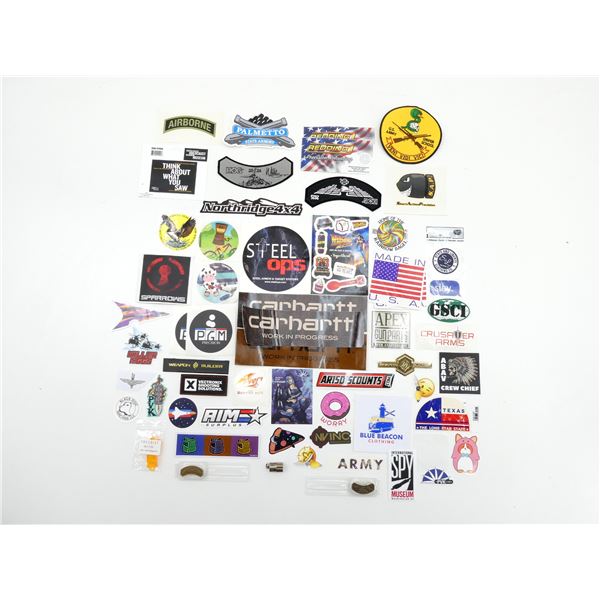 ASSORTED MILITARY BADGES, STICKERS, ETC. LOT