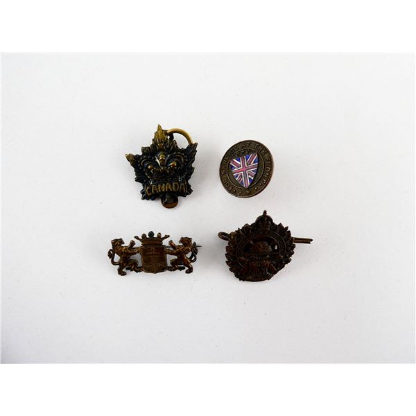 ASSORTED WWI CANADIAN PINS AND BADGES LOT