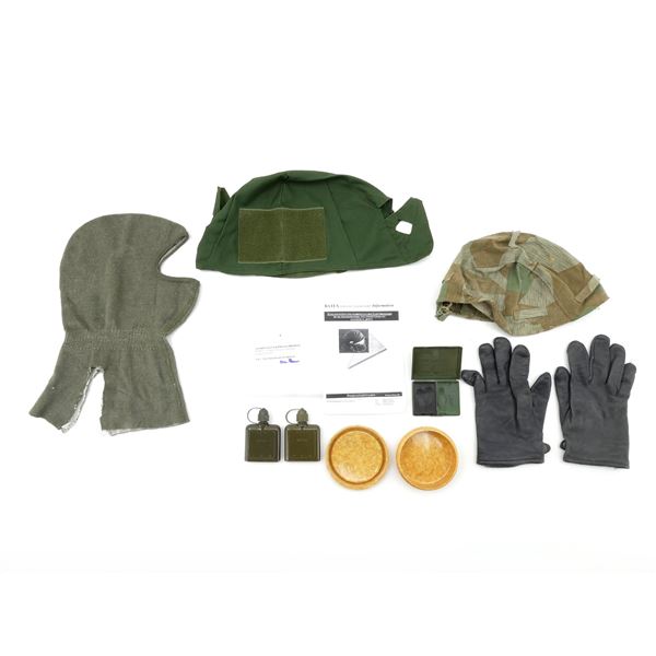 ASSORTED GERMAN MILITARY HEAD WARMER, HELMET COVERS, ETC. LOT