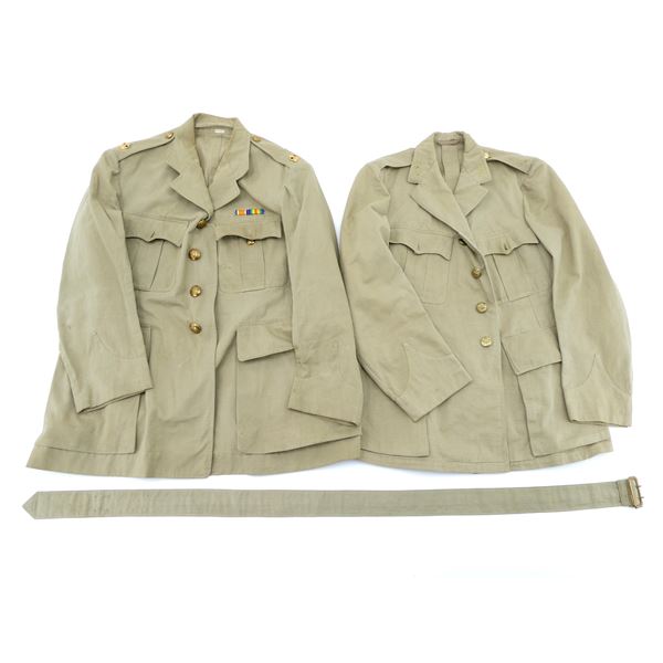 WWII ERA CANADIAN MILITARY KHAKI DRILL TUNIC LOT