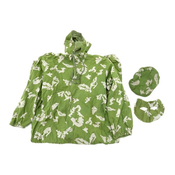 RUSSIAN / COMBLOC MILITARY KLMK CAMO COVERALLS, MASK AND BERET LOT