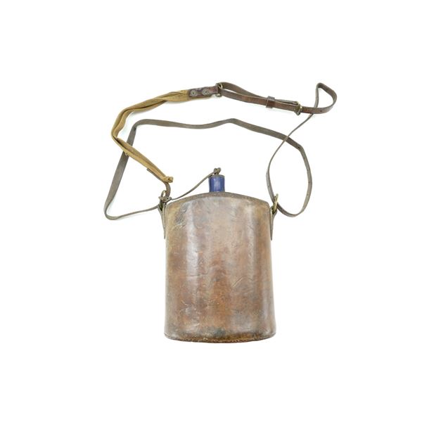 WWI ERA CANADIAN / BRITISH MILITARY LEATHER WRAPPED CANTEEN