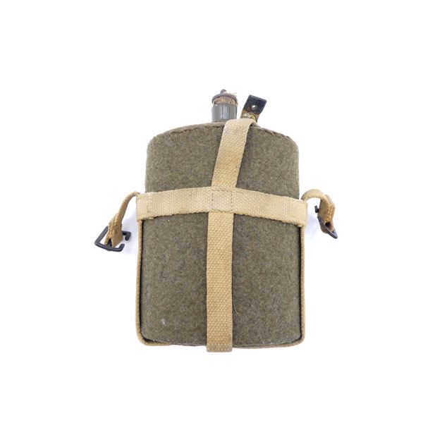 WWII ERA BRITISH MILITARY CANTEEN WITH 1950'S CANVAS CARRIER