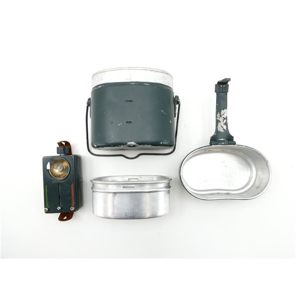 WEST GERMAN MILITARY FIELD LAMP AND MESS TIN LOT