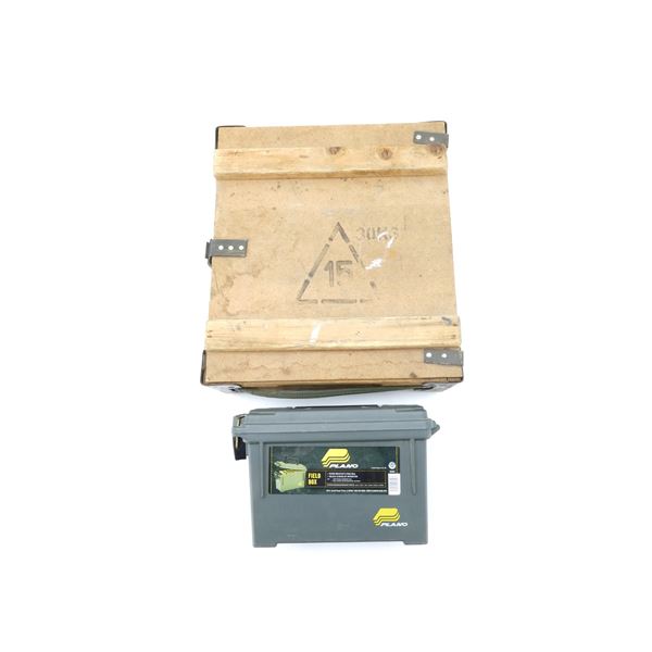 POLISH MILITARY WOODEN AMMO CRATE AND PLANO BOX LOT