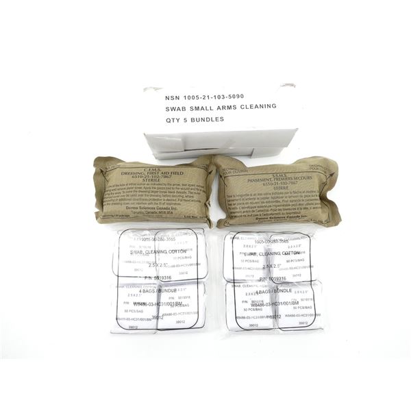 ASSORTED CANADIAN / U.S. MILITARY CLEANING SWABS AND FIELD DRESSINGS LOT