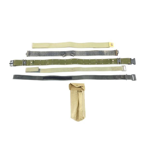 ASSORTED MILITARY BELTS AND POUCH LOT