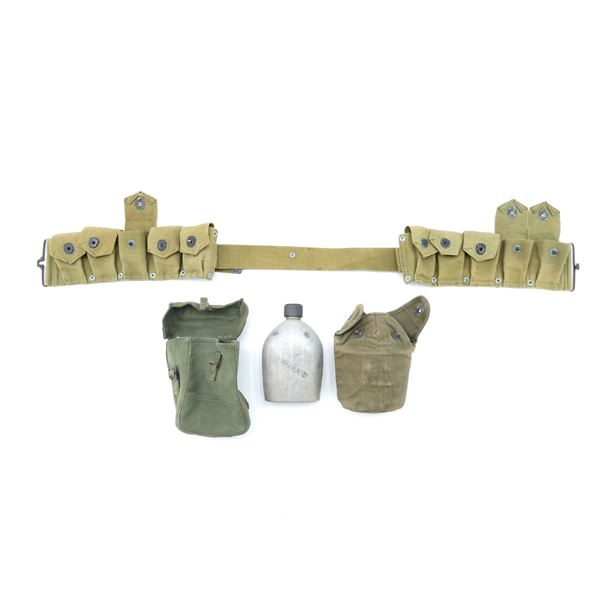 WWII U.S. MILITARY M1 GARAND AMMO BELT AND ACCESSORIES LOT