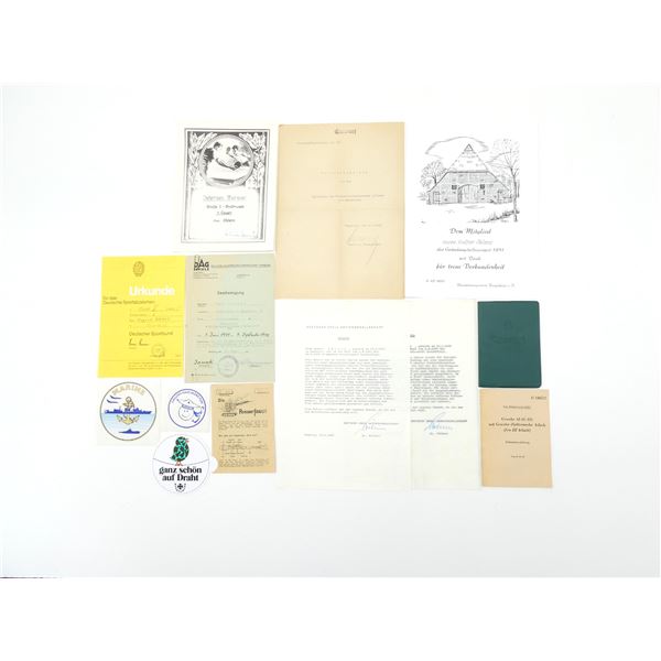 ASSORTED WWII / 1950'S / 1960'S GERMAN DOCUMENTS, ETC. LOT