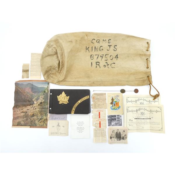 ASSORTED WWII CANADIAN SOLDIER'S PHOTO ALBUM, DOG TAGS, LABELS, ETC. LOT