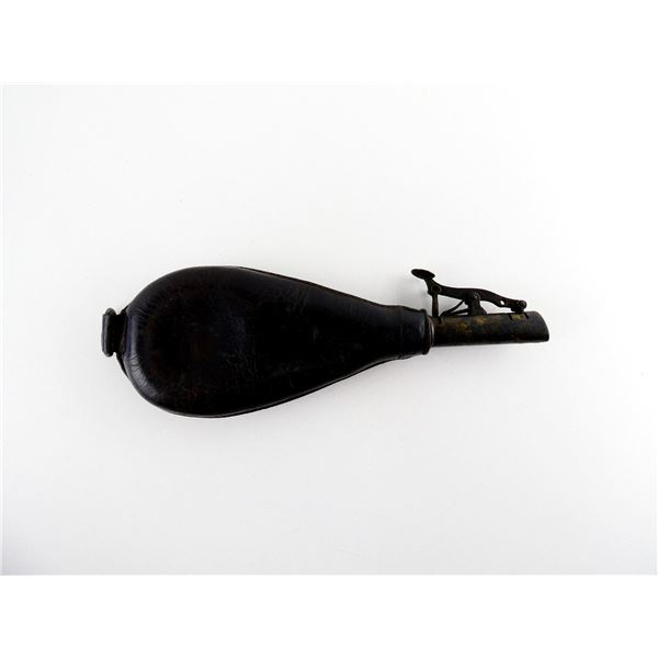 VINTAGE LEATHER SHOT / POWDER FLASK