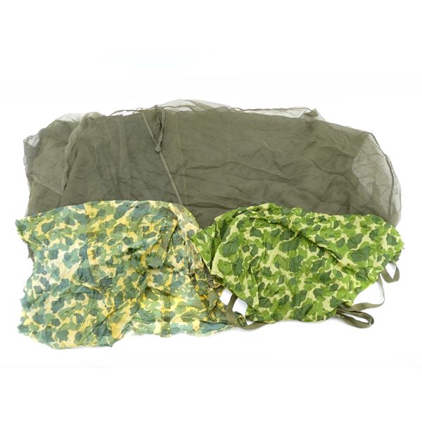 WWII U.S. MILITARY INSECT NETTING, SMALL PARACHUTE, ETC. LOT