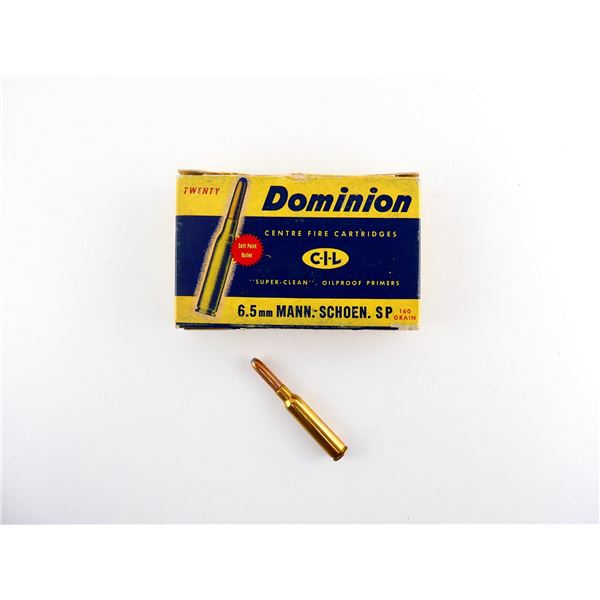 COLLECTIBLE DOMINION 6.5 MANN. SCHOEN AMMO LOT