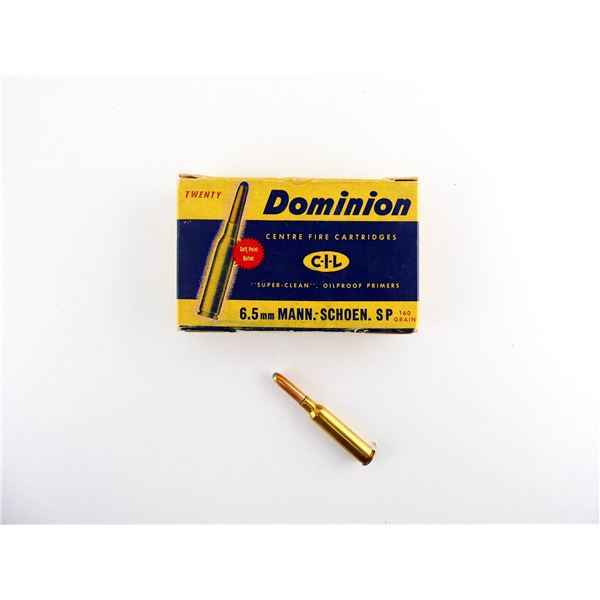 COLLECTIBLE DOMINION 6.5 MANN. SCHOEN AMMO LOT