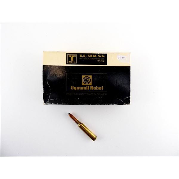RWS 6.5X54 MANNLICHER SCHOENAUER AMMO AND NON-PRIMED BRASS CASES LOT