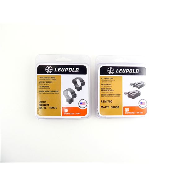 LEUPOLD 30MM SCOPE RINGS AND REMINGTON 700 SCOPE BASE MOUNT LOT