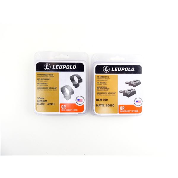 LEUPOLD 30MM SCOPE RINGS AND REMINGTON 700 SCOPE BASE MOUNT LOT