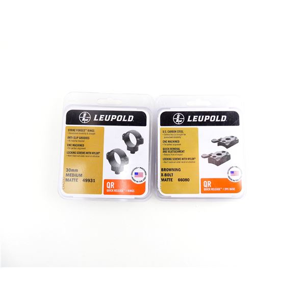 LEUPOLD 30MM SCOPE RINGS AND BROWNING X-BOLT SCOPE BASE MOUNT LOT