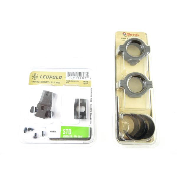 BURRIS 30MM SCOPE RINGS AND LEUPOLD WINCHESTER 70 RVR SCOPE BASE MOUNT LOT