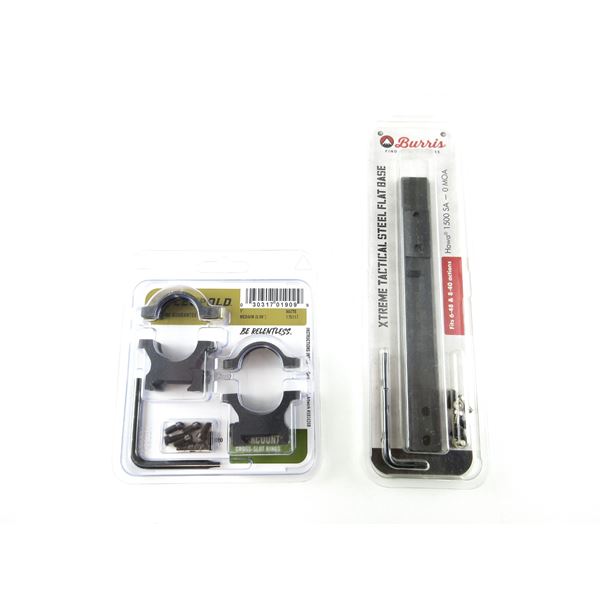 LEUPOLD 1" SCOPE RINGS AND BURRIS HOWA 1500 SHORT ACTION SCOPE BASE MOUNT LOT