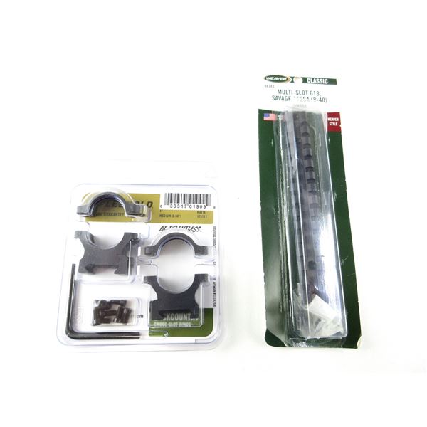 LEUPOLD 1" SCOPE RINGS AND WEAVER SAVAGE 110 SHORT ACTION SCOPE BASE MOUNT LOT