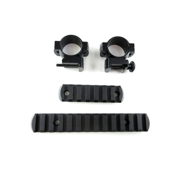 UNKNOWN 1" SCOPE RINGS AND UNKNOWN BASE RAIL LOT