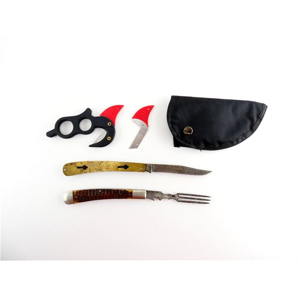 SKINNING KNIFE AND KNIFE / FORK COMBO LOT