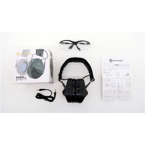 EARMOR M30 ELECTRONIC HEARING PROTECTION AND SAFETY GLASSES LOT