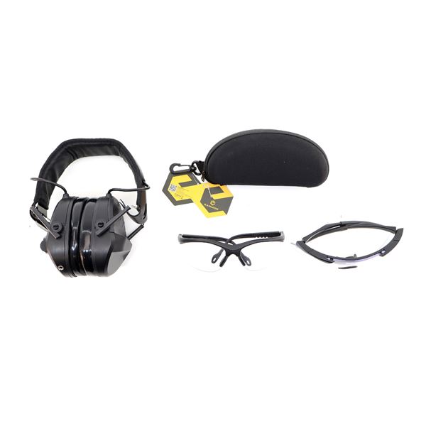 EARMOR OVER-THE-HEAD ELECTRONIC HEARING PROTECTION AND SAFETY GLASSES LOT