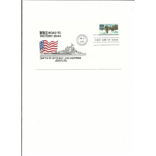 WWII Road to Victory 1944 - U.S.S. Normandy - First Day Cover - Jun 6th 1994