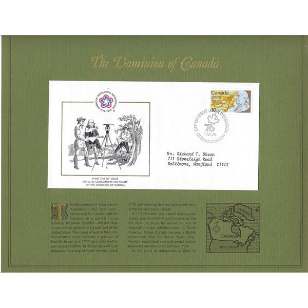 The Dominion of Canada - American Bicentennial Commemorative FDC