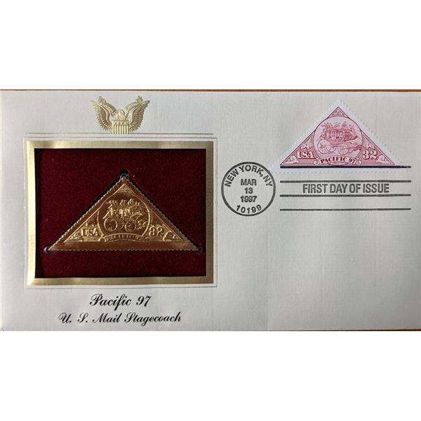 Pacific 97 US Mail Stagecoach Gold Stamp Replica First Day Cover