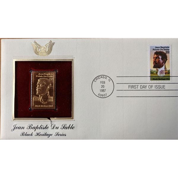 Black Heritage Series Jean Baptiste Du Sable Gold Stamp Replica First Day Cover