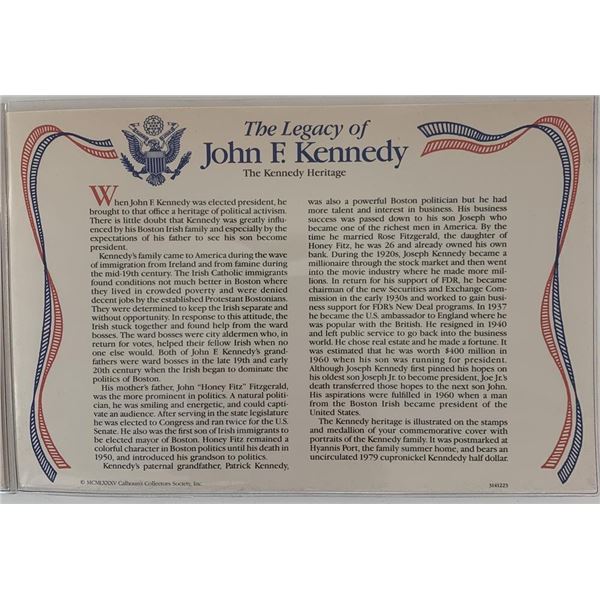John F. Kennedy commemorative cover with coin