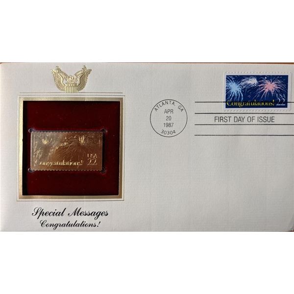 Special Messages Congratulations Gold Stamp Replica First Day Cover