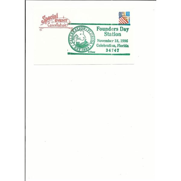 Celebration, Florida - Founders Day Station - First Day Cover - 1996