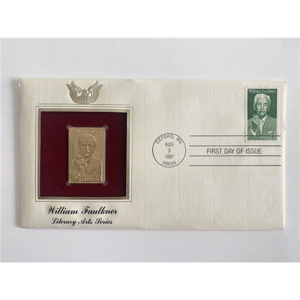 William Faulkner Literary Arts Series Gold Stamp Replica First Day Cover